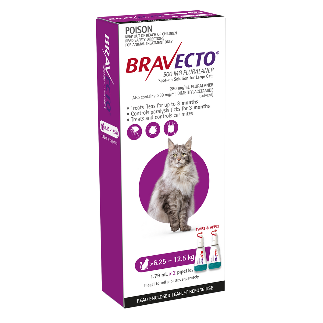 BRAVECTO CAT SPOT ON 6.25-12.5KG 2PACK