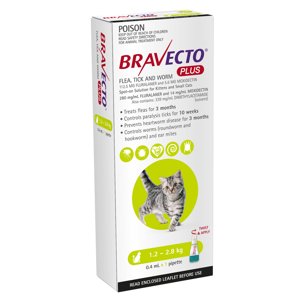 BRAVECTO PLUS CAT 1.2-2.8KG 1PACK