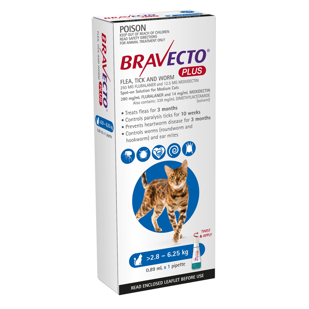 BRAVECTO PLUS CAT 2.8-6.25KG 1PACK