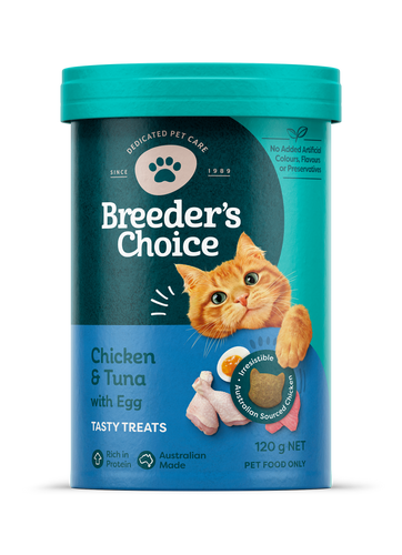 Breeder's Choice Cat Treats Chicken Tuna & Egg 120g