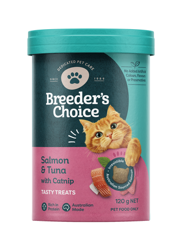 Breeder's Choice Cat Treats Salmon & Tuna with Catnip 120g