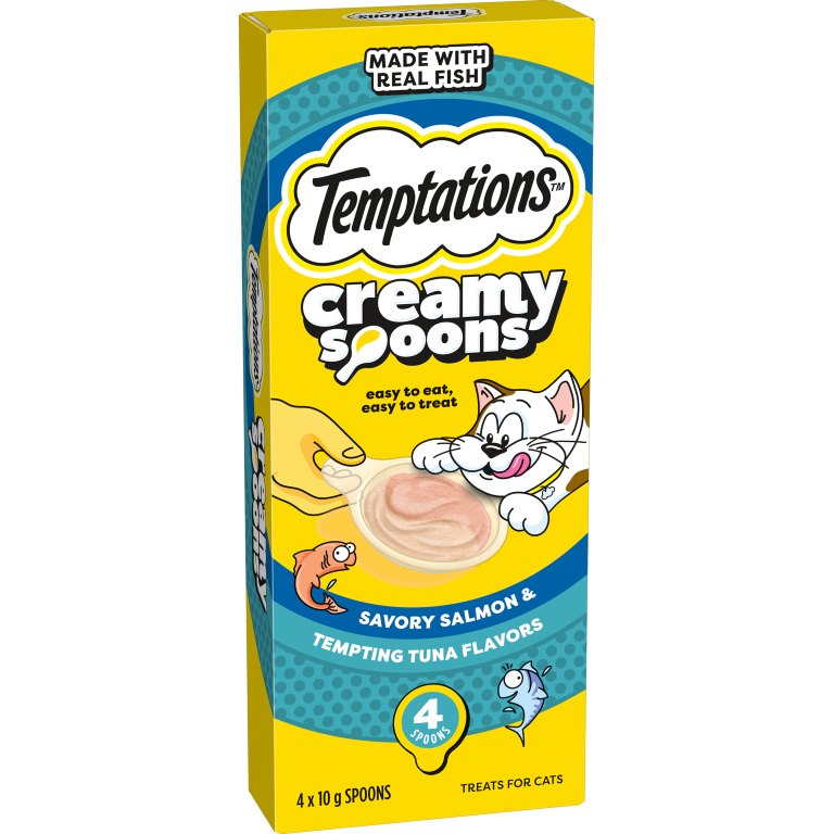 TEMPTATIONS Creamy Spoons Savory Salmon & Tempting Tuna Flavour 4x10g