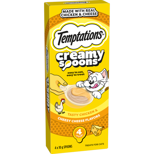 TEMPTATIONS  Creamy Spoons Tasty Chicken & Cheesy Cheese Flavour 4x10g