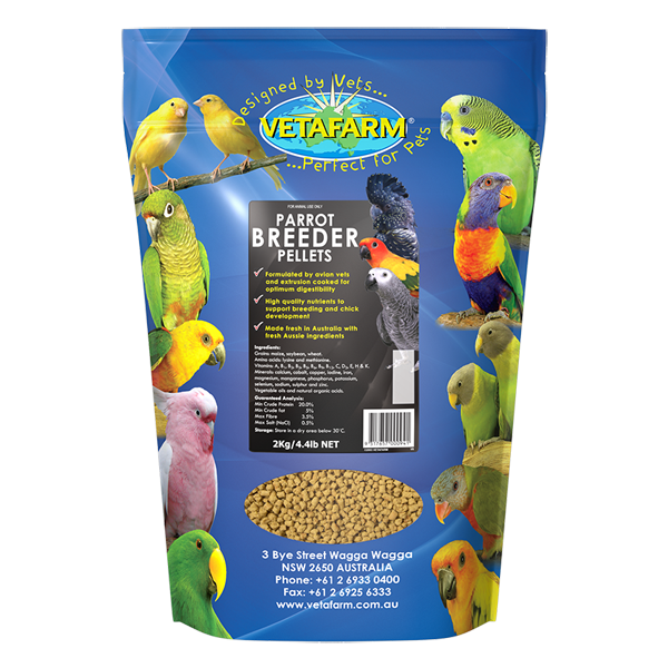 VETAFARM PARROT BREEDER PELLETS 2KG *DATED 30 SEP 2024