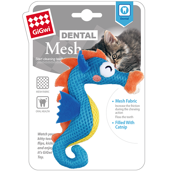 GIGWI DENTAL MESH SEAHORSE WITH CATNIP