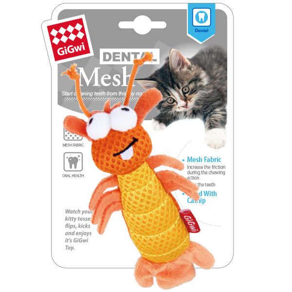 GIGWI DENTAL MESH SHRIMP WITH CATNIP