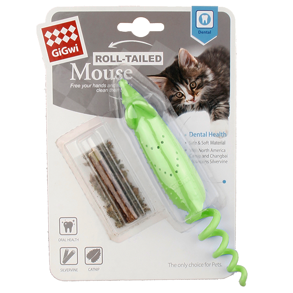 GIGWI ROLL TAIL MOUSE WITH CATNIP