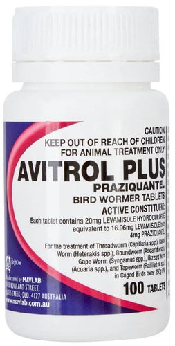 FIDOS AVITROL PLUS BIRD WORMER 100 TABLETS