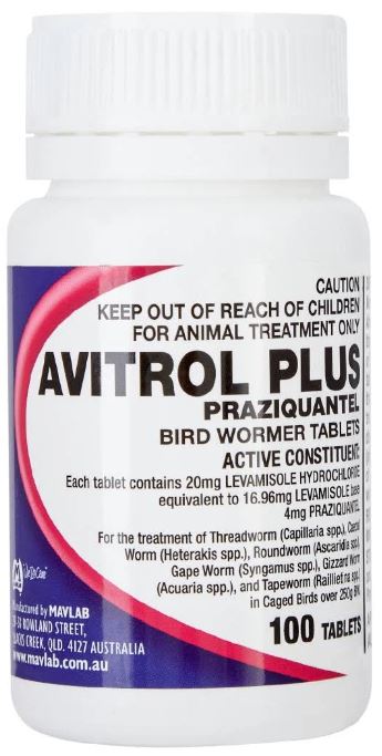 FIDOS AVITROL PLUS BIRD WORMER 100 TABLETS Our Outlet