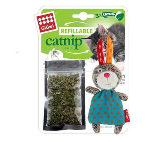 GIGWI REFILL CATNIP MULTI TEABAG RABBIT