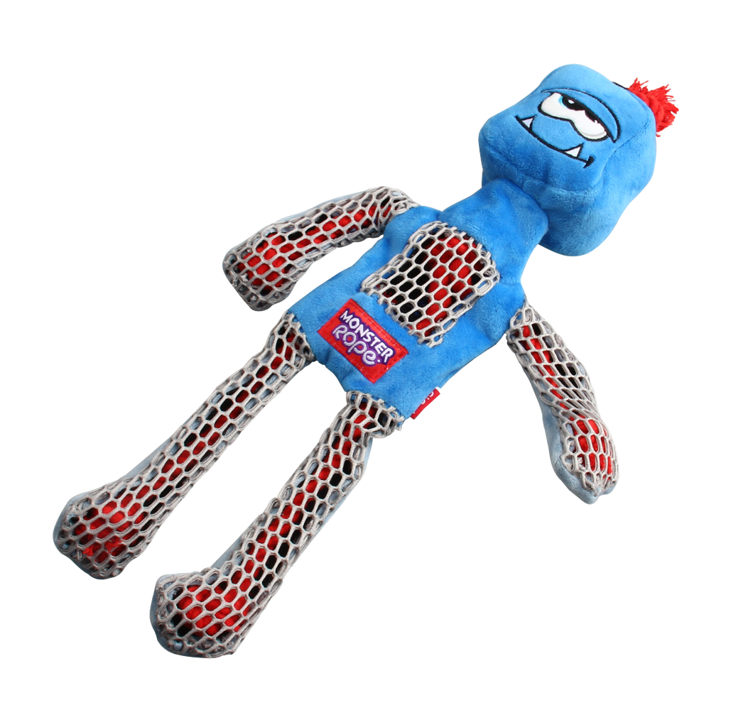 GIGWI MONSTER ROPE SQUEAKER BLUE MEDIUM LARGE