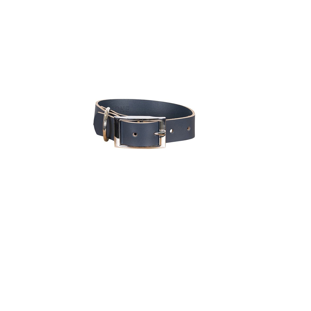 MOG AND BONE GENUINE LEATHER COLLAR NAVY MEDIUM