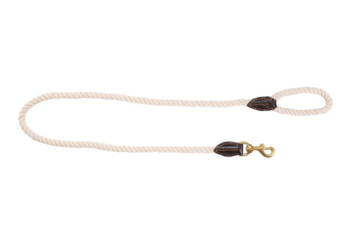 MOG AND BONE LEATHER BRASS ROPE LEAD NATURAL 1.8M