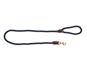 MOG AND BONE LEATHER BRASS ROPE LEAD NAVY 1.8M