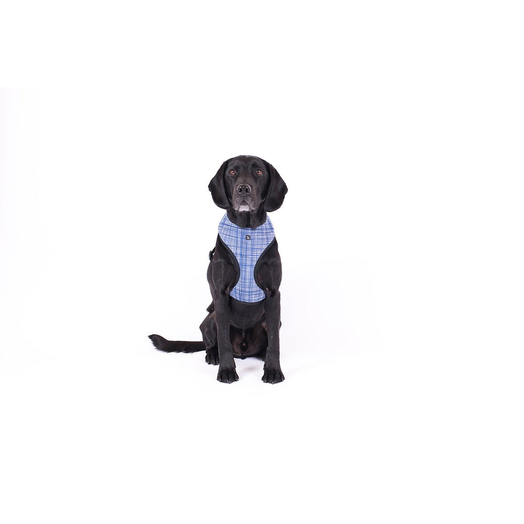 MOG AND BONE NEOPRENE HARNESS NAVY LINEN LARGE