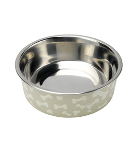 Petface Bella Bowl Stainless Steel White Bones 14cm